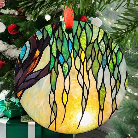 Weeping Willow 8 Ceramic/Acrylic Christmas Ornament, Warm Fall Feast Moment, Special Mother Celebration, Romantic Couple Moment, Commemorative 2025 Legacy Design