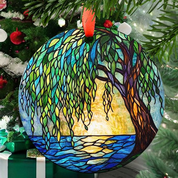 Weeping Willow 9 Ceramic/Acrylic Christmas Ornament, Warm Fall Feast Moment, Special Mother Celebration, Romantic Couple Moment, Commemorative 2025 Legacy Design