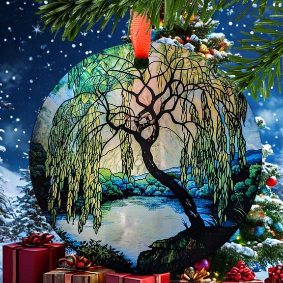 Weeping Willow Christmas Ornament, Ceramic/Acrylic Ornament, Special Keepsake for Mother, Valentine Ornament Gift, Seasonal Festival Keepsake, Collectible 2025