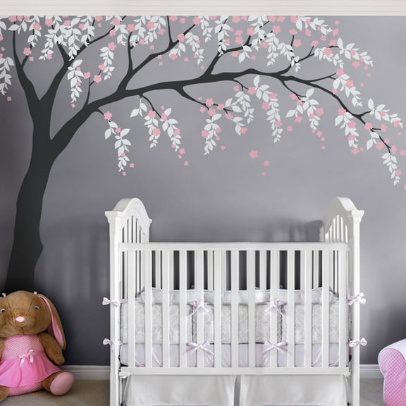 Weeping Willow Tree Decal with Cherry Blossoms - Scheme B