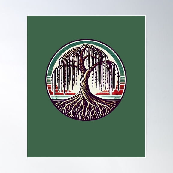Weeping Willow Tree Poster Wall Art, Modern Wall Decor For Living Room Bedroom, 16x24 UNFRAMED