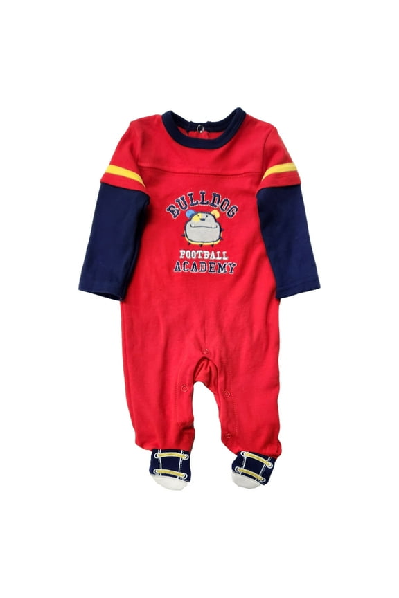Weeplay Infant Boys Red & Blue Bulldog Sleeper Cotton Pajamas 0-3 Months