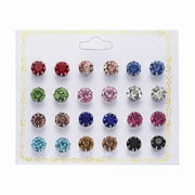 Weerihhol 12 Pairs/set Cubic Zircon Ear Studs Fashion Earrings Party Jewelry For Women Girls