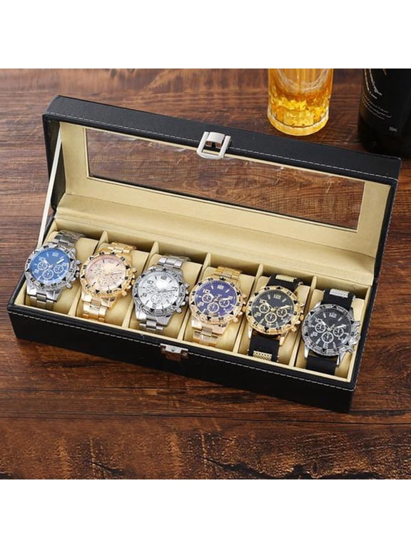6 Pcs Men's Watches Steel Band Fashion Party Fashion Men's Watch,Men's Watches Set,Multi Styles for Men Birthday Wedding Father's Day