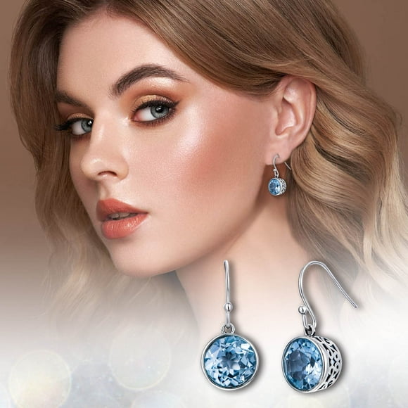 Casual Bohemian Style Blue Cubic Zirconia Circle French Hook Drop Earrings Pearl Hoops Earrings for Women