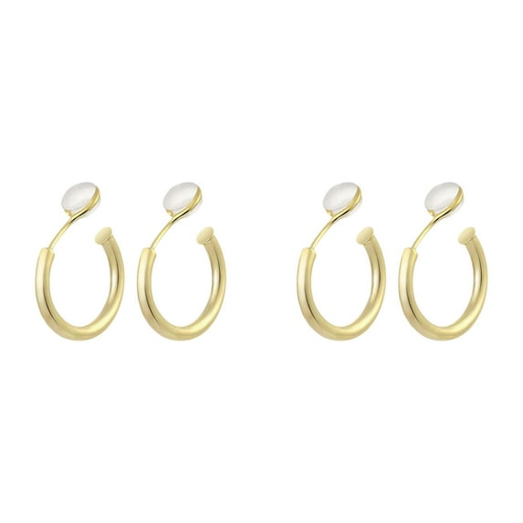 Weerihhol Clip On Earrings For Women Gold Plated Non Pierced Hoop Clip On Hoops For Non Pierced Ears Gold And 2PCS Rose Hoop Earrings for Women