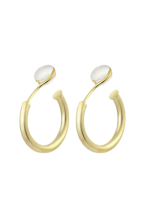 Connected Earrings Clip On Earrings For Women Gold Plated Non Pierced Hoop Clip On Hoops For Non Pierced Ears Gold And 2PCS