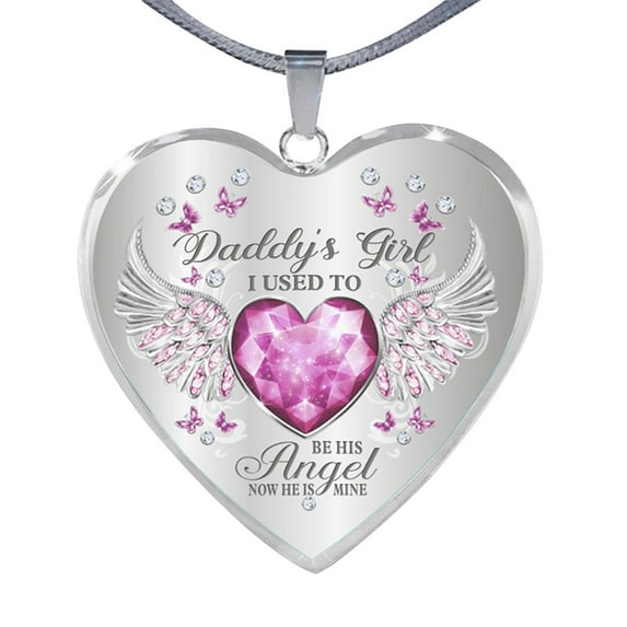 Weerihhol Daddy' Angelss Dad And Daughter Angelss Heart Drop Necklace Angelss Wing Jewelry Necklace For Dad Daughter Heart Memorial Keepsake