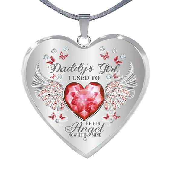 Weerihhol Daddy' Angelss Dad And Daughter Angelss Heart Drop Necklace Angelss Wing Jewelry Necklace For Dad Daughter Heart Memorial Keepsake