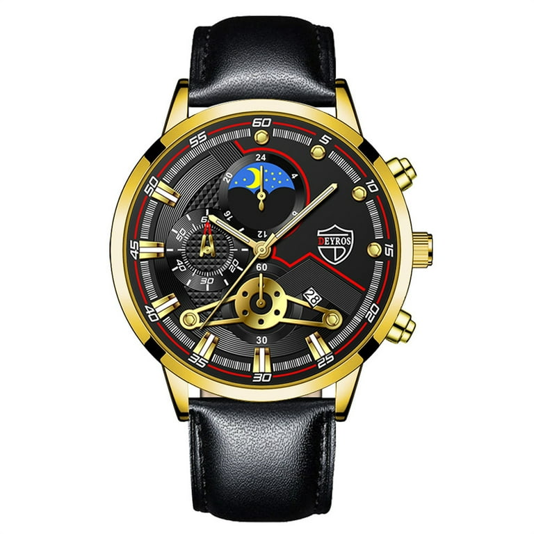 Weerihhol Gmab800 1a Fashion Sport Men s Stainless Steel Case Leather Band Quartz Analog Wrist Watch Walmart