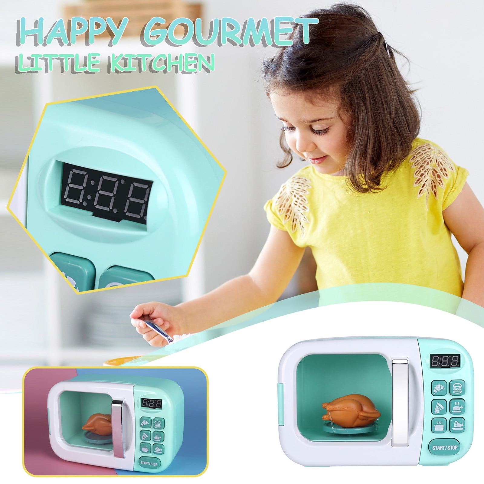 Weerihhol Kitchen game microwave oven large with light and sound Rot