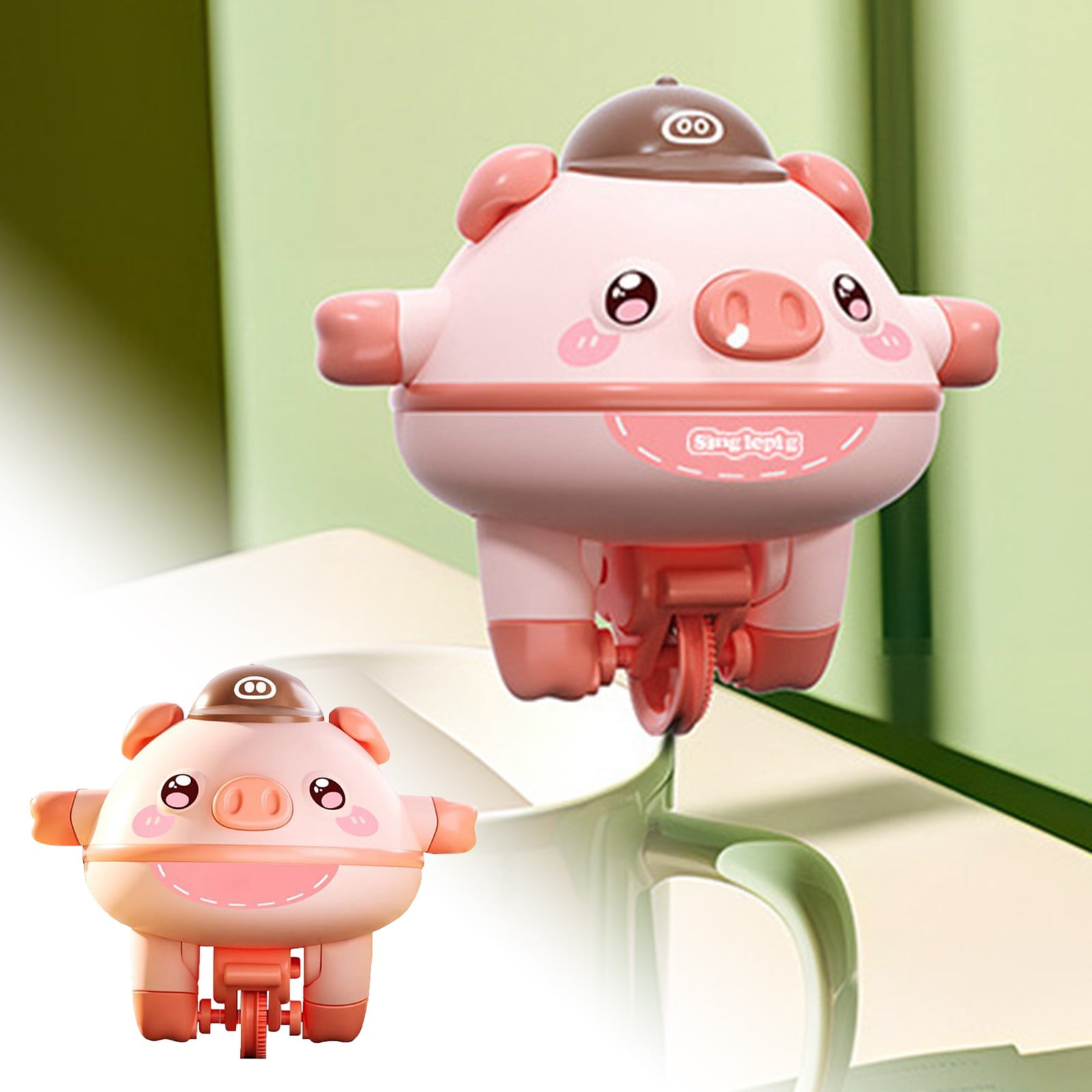 Weerihhol MoMo Pig Unicycle Walking On A Tightrope With Cup And