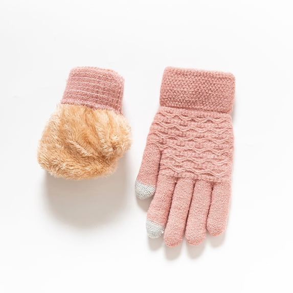 Weerihhol Women's New Double Gloves With Thickened Jacquard Knit Warm Winter Cycling Ski Gloves Gloves Mittens