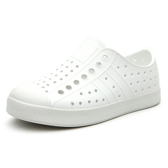 Weestep Girls Boys Toddler Little Kid Rubber Toe Slip on Quick Dry Water Sandal(4 Toddler, White)