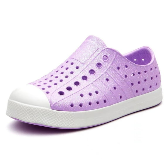 Weestep Girls Boys Toddler Little Kid Rubber Toe Slip on Quick Dry Water Sandal(6 Toddler, Glitter Purple)