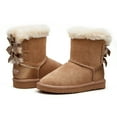 thumbnail image 1 of Weestep Girls Toddler Little Kid Warm Fur Winter Ankle Flat Snow Boot(11 Little Kid, Bow Brown), 1 of 7