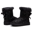 thumbnail image 1 of Weestep Girls Toddler Little Kid Warm Fur Winter Ankle Flat Snow Boot(7 Toddler, Bow Black), 1 of 7