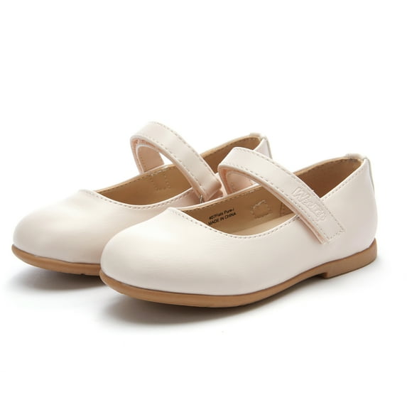 Weestep Toddler/ Little Kid Girl Dress Ballet Flat Mary Jane Ballerina Shoe(4 Toddler, Classic Ivory)