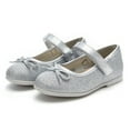 thumbnail image 1 of Weestep Toddler/ Little Kid Girl Dress Ballet Flat Mary Jane Ballerina Shoe(6 Toddler, Bow Silver), 1 of 7