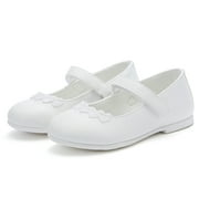 Weestep Toddler/ Little Kid Girl Dress Ballet Flat Mary Jane Ballerina Shoe(6 Toddler, Heart White)