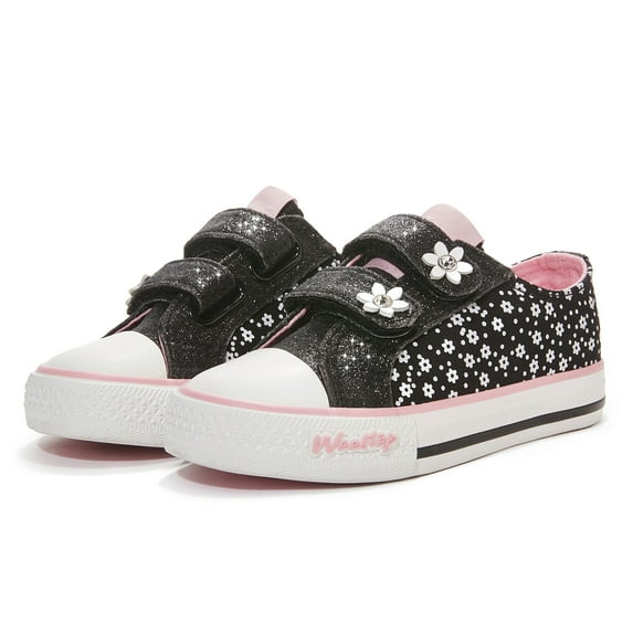 Weestep Toddler Little Kid Girls and Boys School Glitter Hook and Loop Sneaker