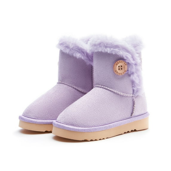 Weestep Wood Button Warm Shearling Winter Lightweight Snow Boots(1 Little Kid, Purple)