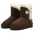 thumbnail image 1 of Weestep Wood Button Warm Shearling Winter Lightweight Snow Boots(10 Toddler, Coffee), 1 of 7