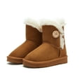 thumbnail image 1 of Weestep Wood Button Warm Shearling Winter Lightweight Snow Boots(3 Little Kid, Brown), 1 of 7