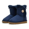 thumbnail image 1 of Weestep Wood Button Warm Shearling Winter Lightweight Snow Boots(6 Toddler, Navy), 1 of 7