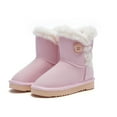 thumbnail image 1 of Weestep Wood Button Warm Shearling Winter Lightweight Snow Boots(7 Toddler, Pink), 1 of 7