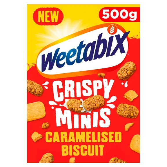 Weetabix Crispy Minis Caramelised Biscuit Cereal 500g, Imported from Britain