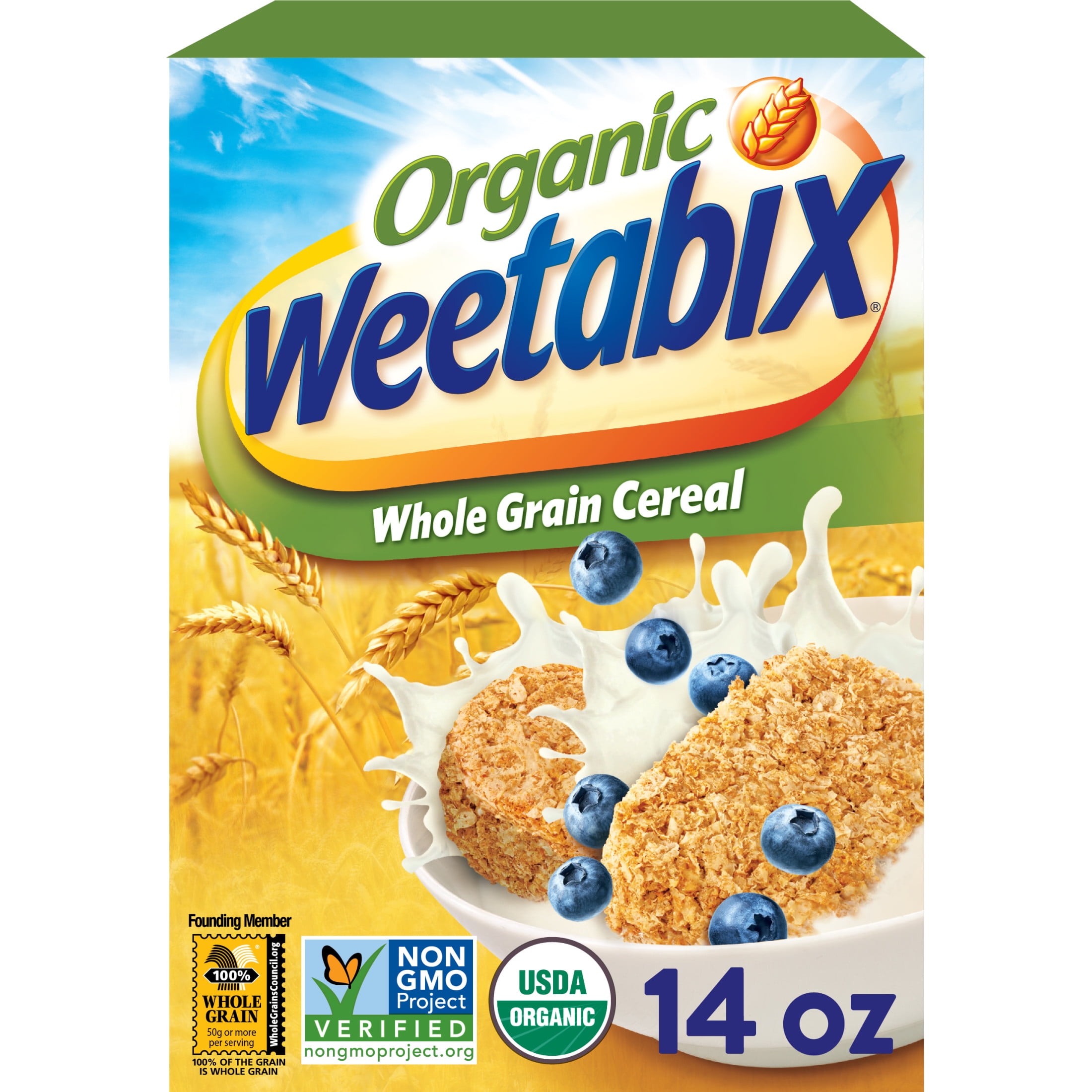Weetabix Organic Whole Grain Cereal Biscuits, USDA Certified Organic, Non-GMO Project Verified, Heart Healthy, Kosher, Vegan, 14 Oz Box