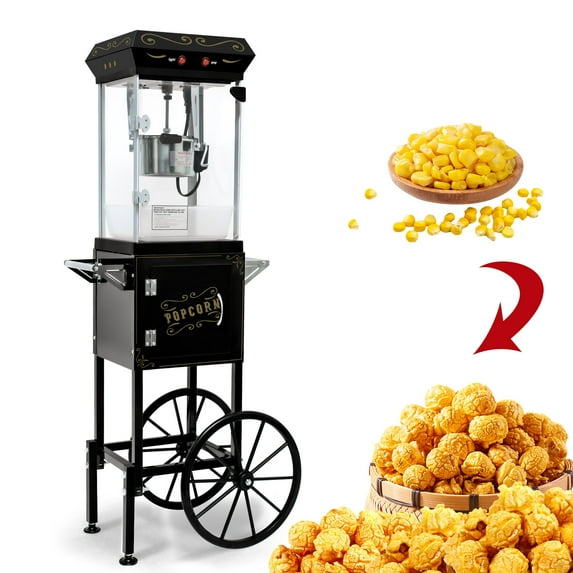 Weetoo 6oz Popcorn Machine Maker with Cart 480W Vintage Movie Theater-style
