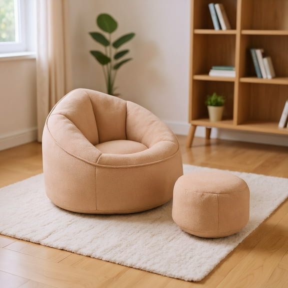 Weetoo Bean Bag Chair for Adult with Footrest Comfy Large Beanbag Sofa Fluffy Lazy Couch for Living Room, Apartment