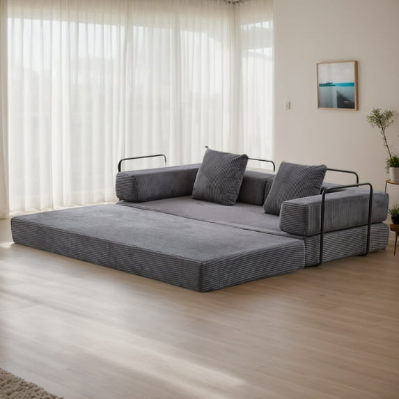 Weetoo Convertible Sleeper Sofas Bed Comfy Corduroy Sectional Couch for Living Room