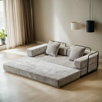 Weetoo Convertible Sofa Bed Compression Couch with Pillow Lounge Sleeper for Living Room, Chenille