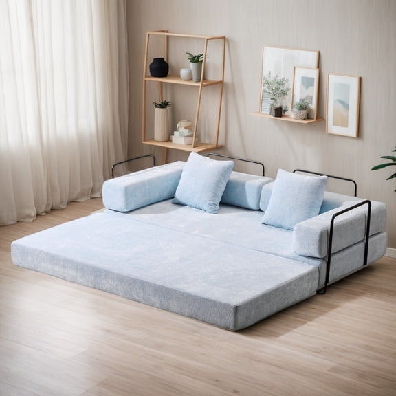 Weetoo Convertible Sofa Bed Compression Couch with Pillow Lounge Sleeper for Living Room, Chenille