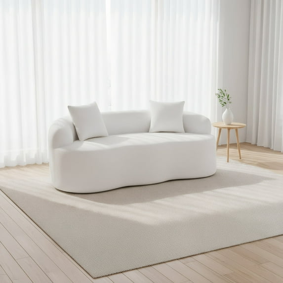Weetoo Curved Sofa Loveseat Couches Modern Compression Couch with Round Armrest, Chenille, No Assembly