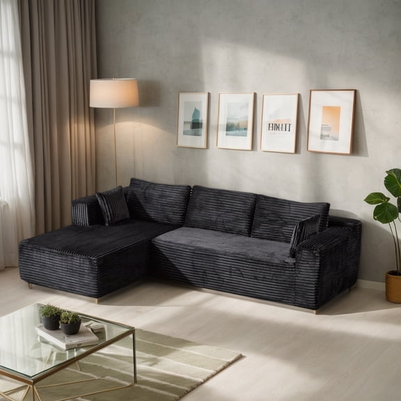 Weetoo Sectional Sofas Sleeper Boneless Sofa Bed Modular Convertible Couch for Living Room, Corduroy