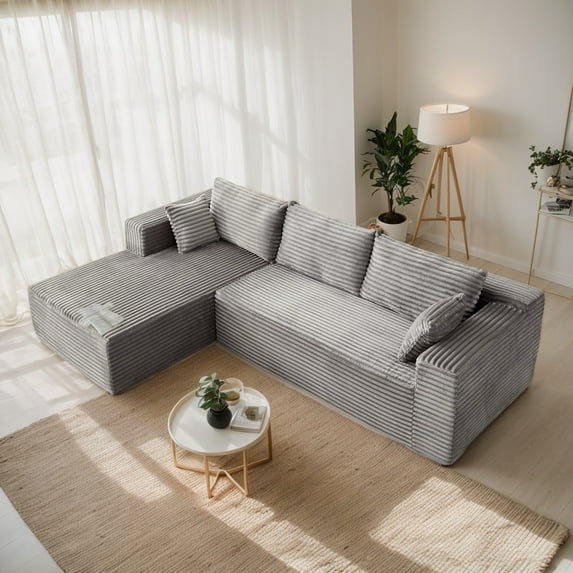 Weetoo Sectional Sofas Sleeper Boneless Sofa Bed Modular Convertible Couch for Living Room, Corduroy