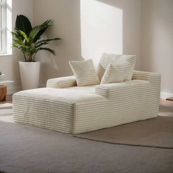 Weetoo Single Sleeper Sofa Sectional Chaise Couch with Throw Pillows for Living Room, No Assembly Required