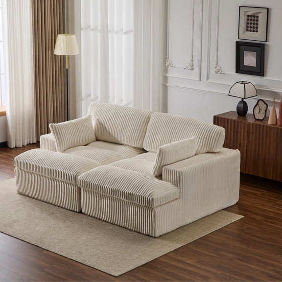 Weetoo Sleeper Sectional Sofa Lounge Chair Modular Couch Chaise Love-seat for Living Room, Corduroy