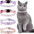 thumbnail image 1 of Minzimin 4 Pcs Rhinestone Cat Collar Heart Bling Breakaway Girl Cat Soft Velvet Fancy Adjustable Safety Kitten Collar with Bell for Kitty(Pink, Purple), 1 of 7