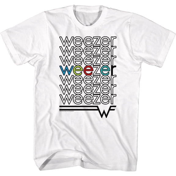 Weezer Repeat Colors White Adult T-Shirt