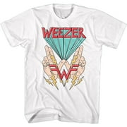 AMERICAN CLASSICS Weezer W Hands and Lightning White Adult T-Shirt