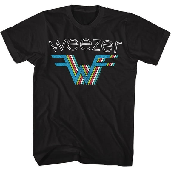 Weezer W Multi Color Black Adult T-Shirt