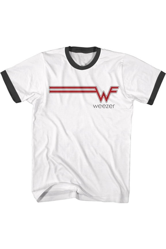 Weezer W Streak White/Black Adult S/S Ringer T-Shirt