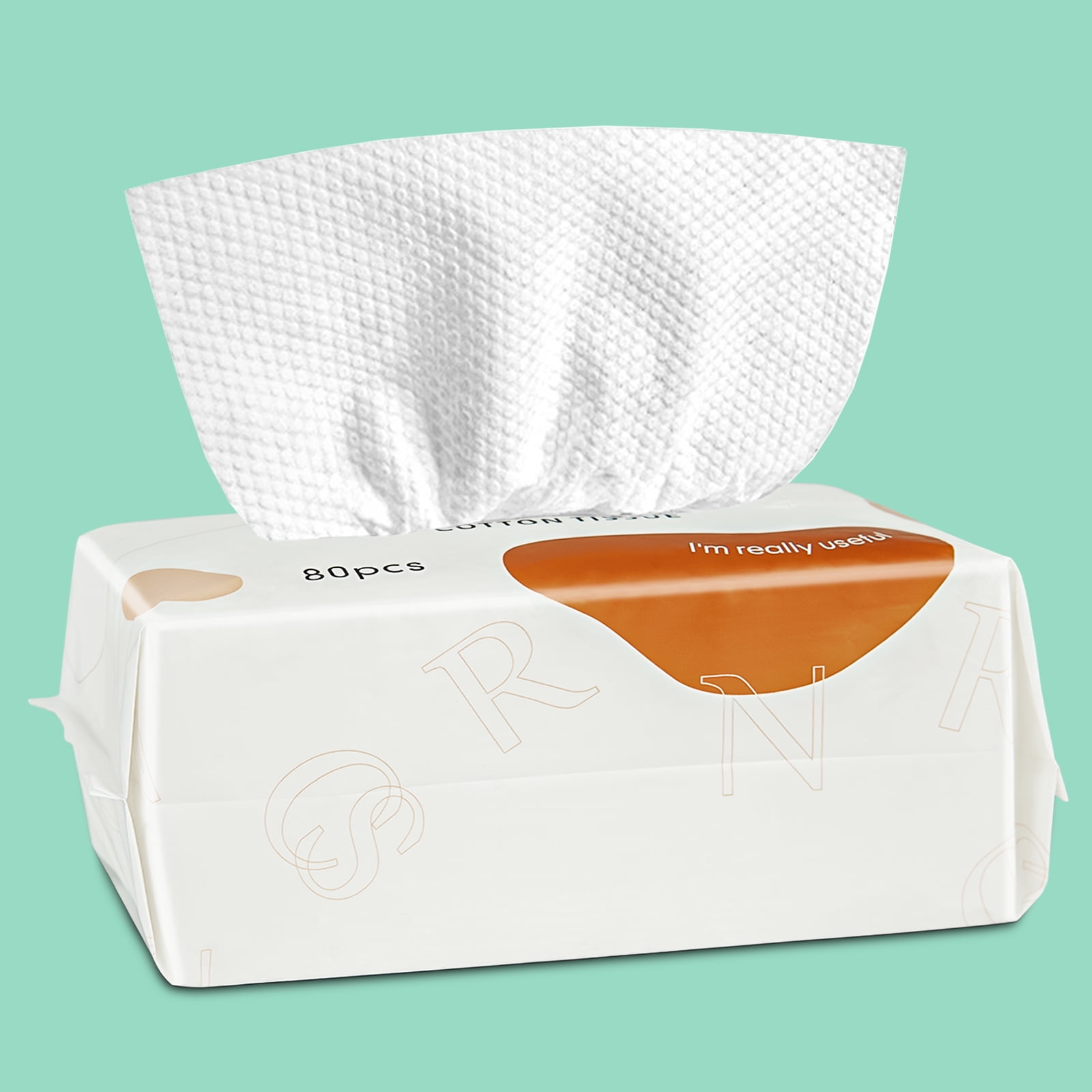 Wefacz 80 Count Disposable Face Towels, Biodegradable Facial Clean Towels, Ultra Soft & Thick Cloth for Sensitive Skin, Makeup Remover Dry Wipes, Lint-Free Towelettes for Cleansing