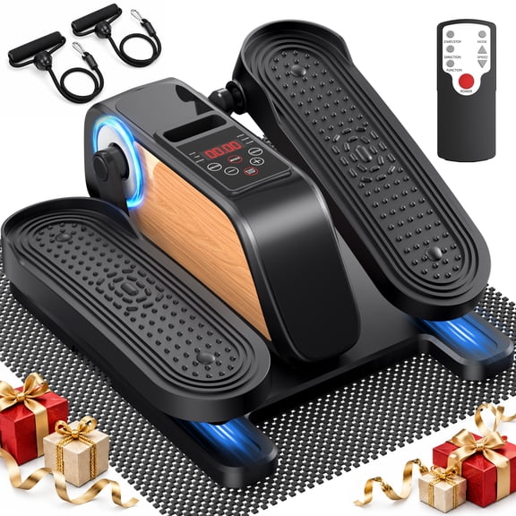 Wefely Under Desk Elliptical Machine with Resistance Bands for Arm & Leg Exercise, Mini Electric Leg Exerciser While Sitting for Seniors, 12 Speed RF Remote, Compact Quiet for Home Office