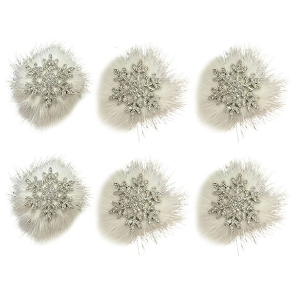 Weflink 6Pcs Rhinestones Snowflake Hair Pin Pearls Embellished Clip For Special Occasion